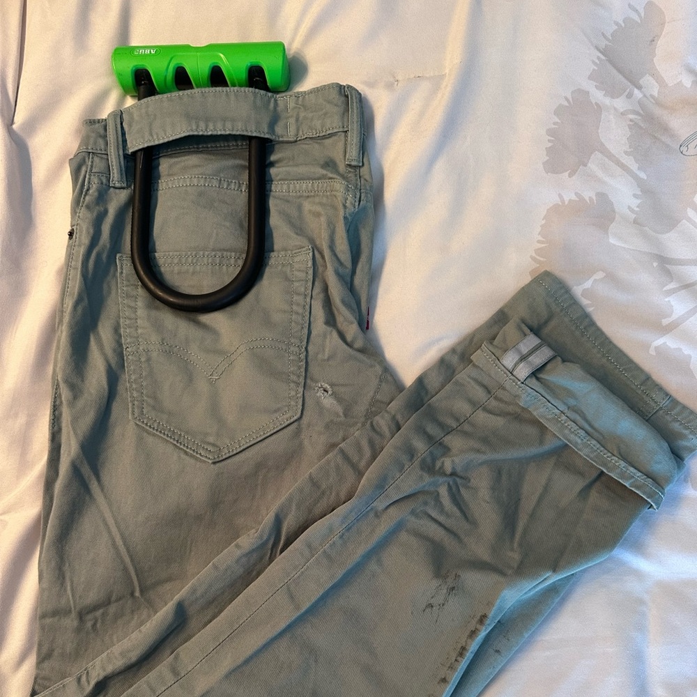 ❤️ Levi’s Commuter Light Grn 32x30 Jeans w/ Reflective Inner Piping & U-Lock ❤️